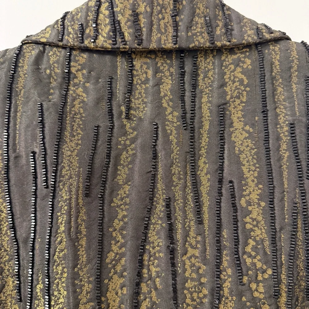 Carmen Marc Valvo Collection Cropped Evening Jacket Size 10 Gold Black Beaded